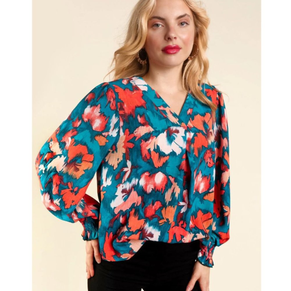Floral Abstract Smocked Top